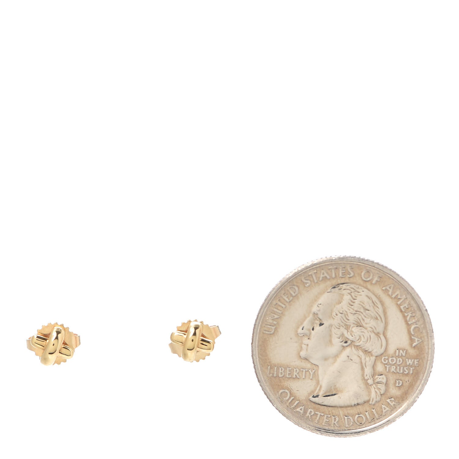 Tiffany 18K Yellow Gold 5mm Cross Stitch Earrings 2 of 5