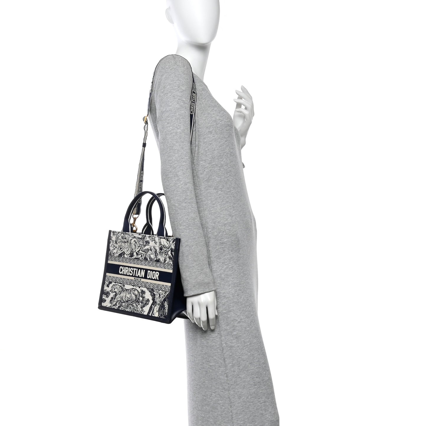 Calfskin Dioriviera Toile De Jouy Small Book Tote With Strap Blue Multicolor