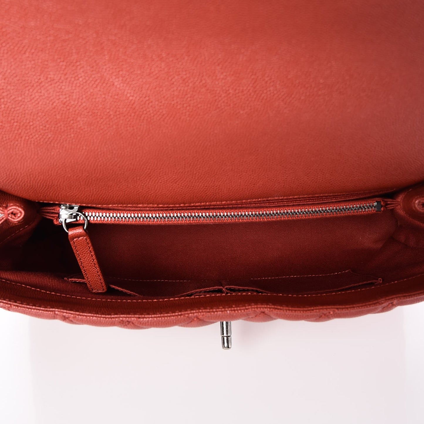 Caviar Quilted Medium Coco Handle Flap Dark Red
