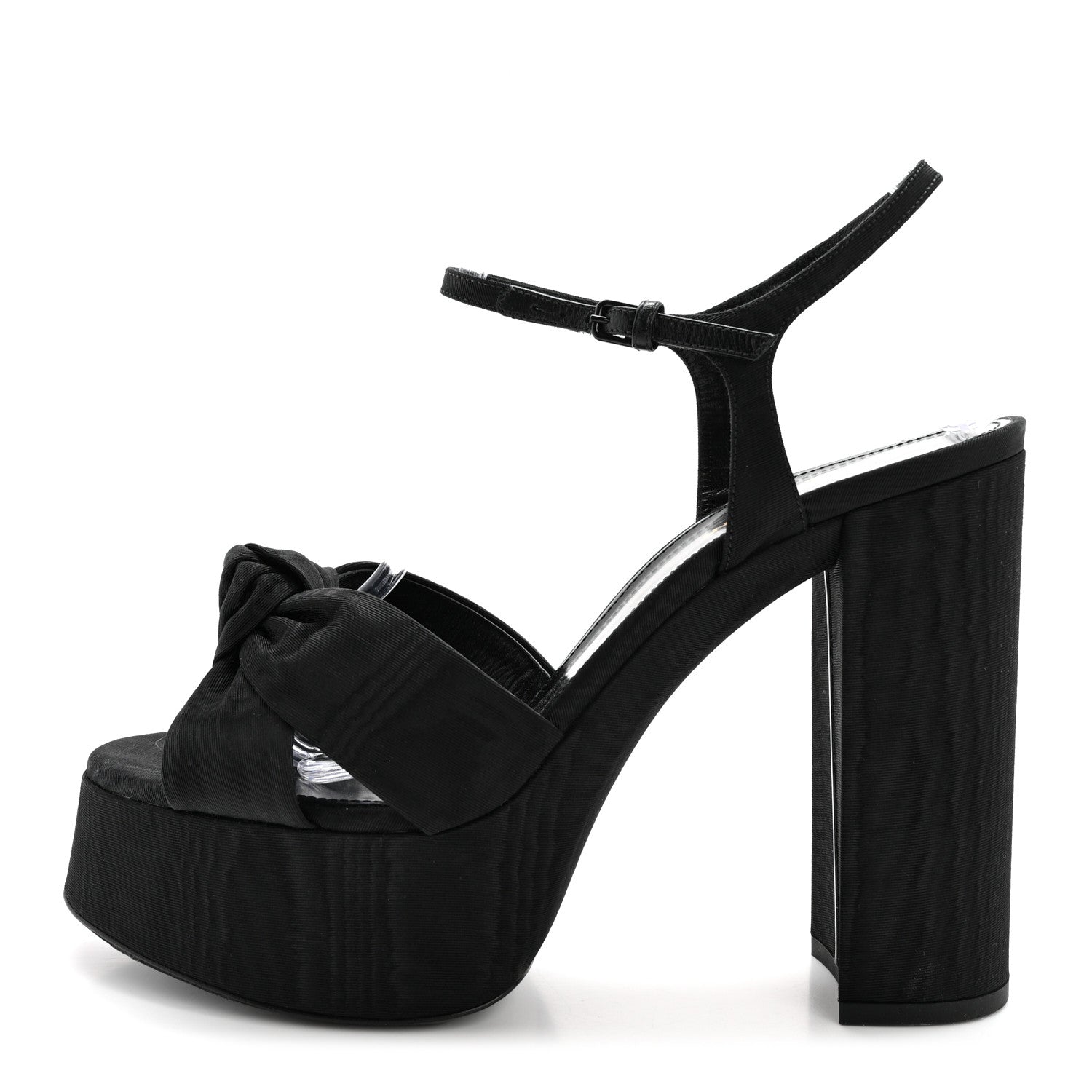 Saint Laurent Grosgrain Bianca 85 Platform Sandals 40 Black 1 of 9