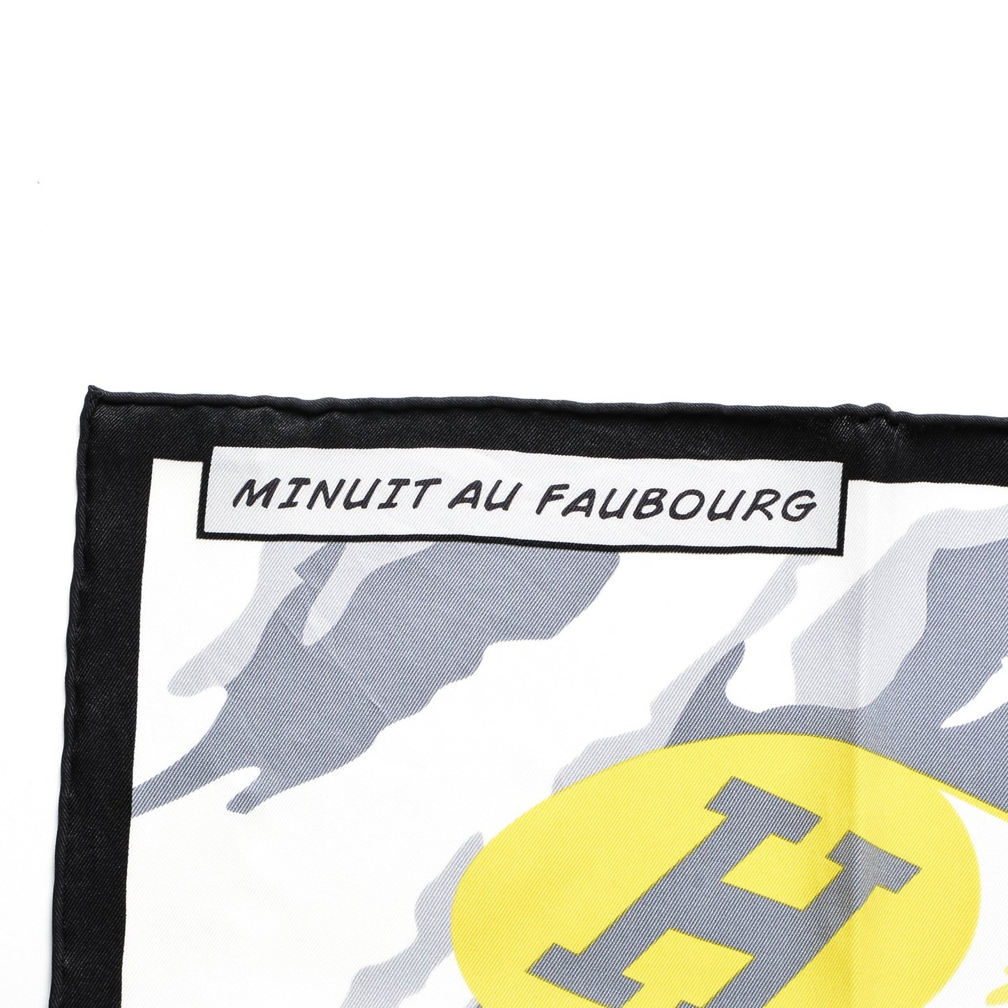 Silk Minuit Au Faubourg Scarf 70 Anthracite Blanc Jaune Vif