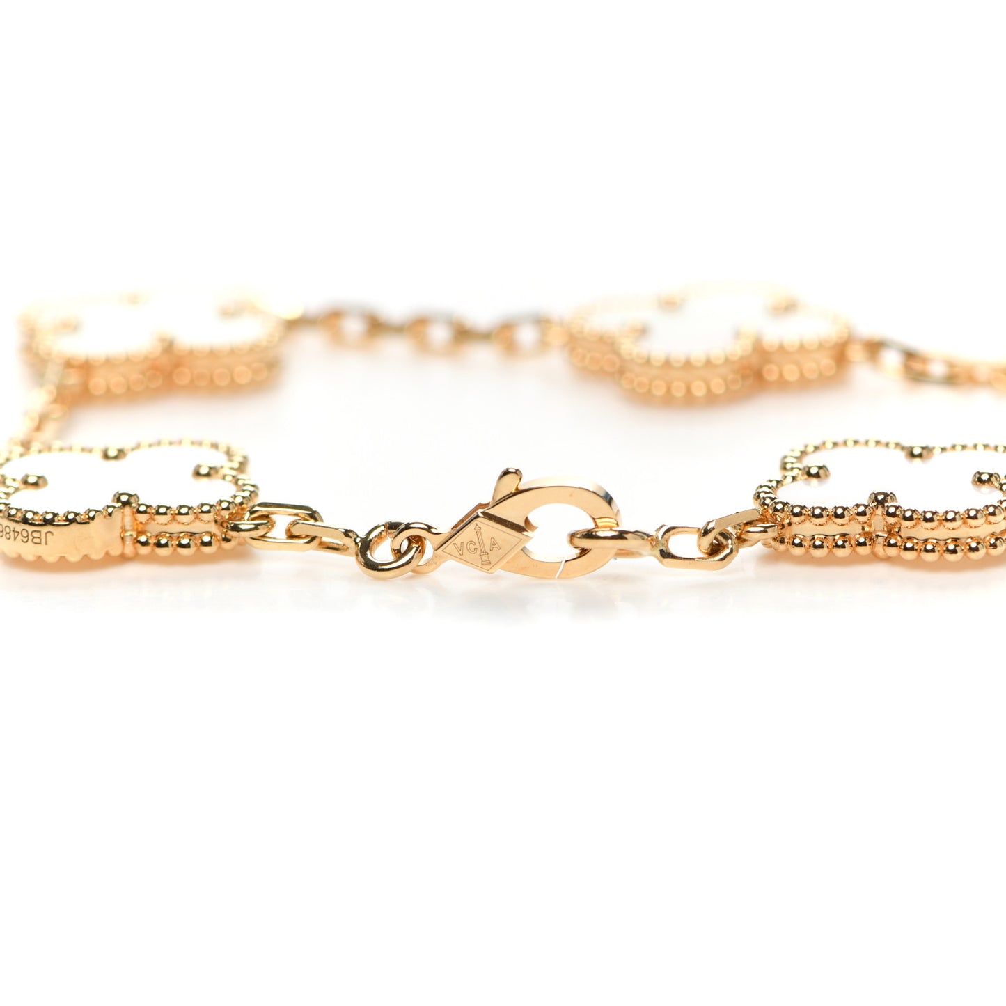 18K Yellow Gold Mother of Pearl 5 Motifs Vintage Alhambra Bracelet