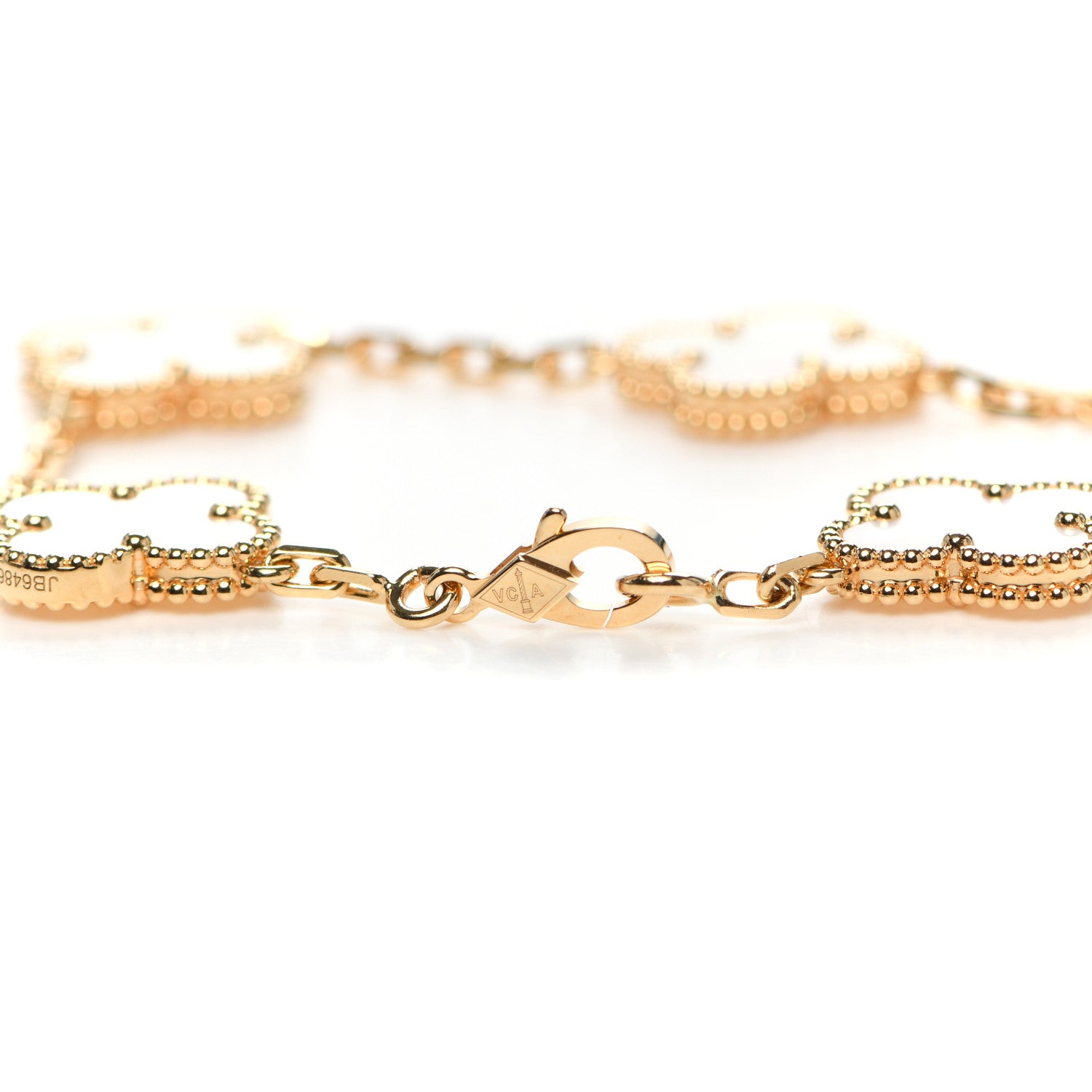 Van Cleef & Arpels 18K Yellow Gold Mother of Pearl 5 Motifs Vintage Alhambra Bracelet 4 of 7