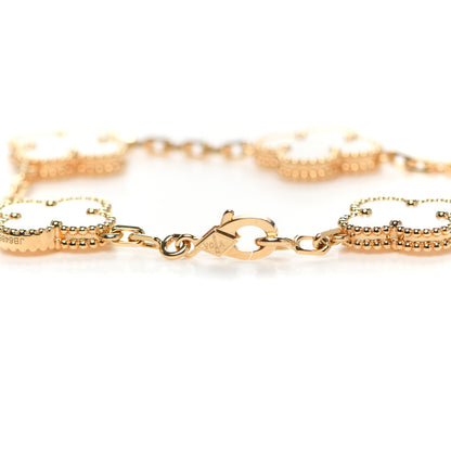 Van Cleef & Arpels 18K Yellow Gold Mother of Pearl 5 Motifs Vintage Alhambra Bracelet 4 of 7