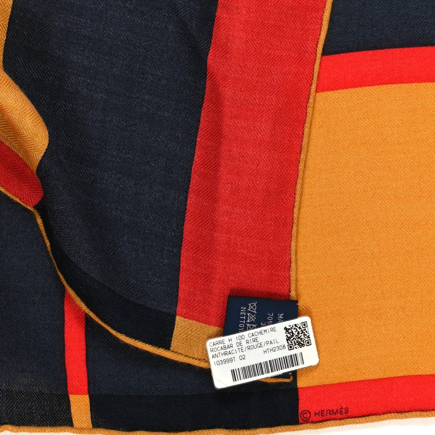 Cashmere Silk Rocabar De Rire Scarf 100 Anthracite Rouge Paille