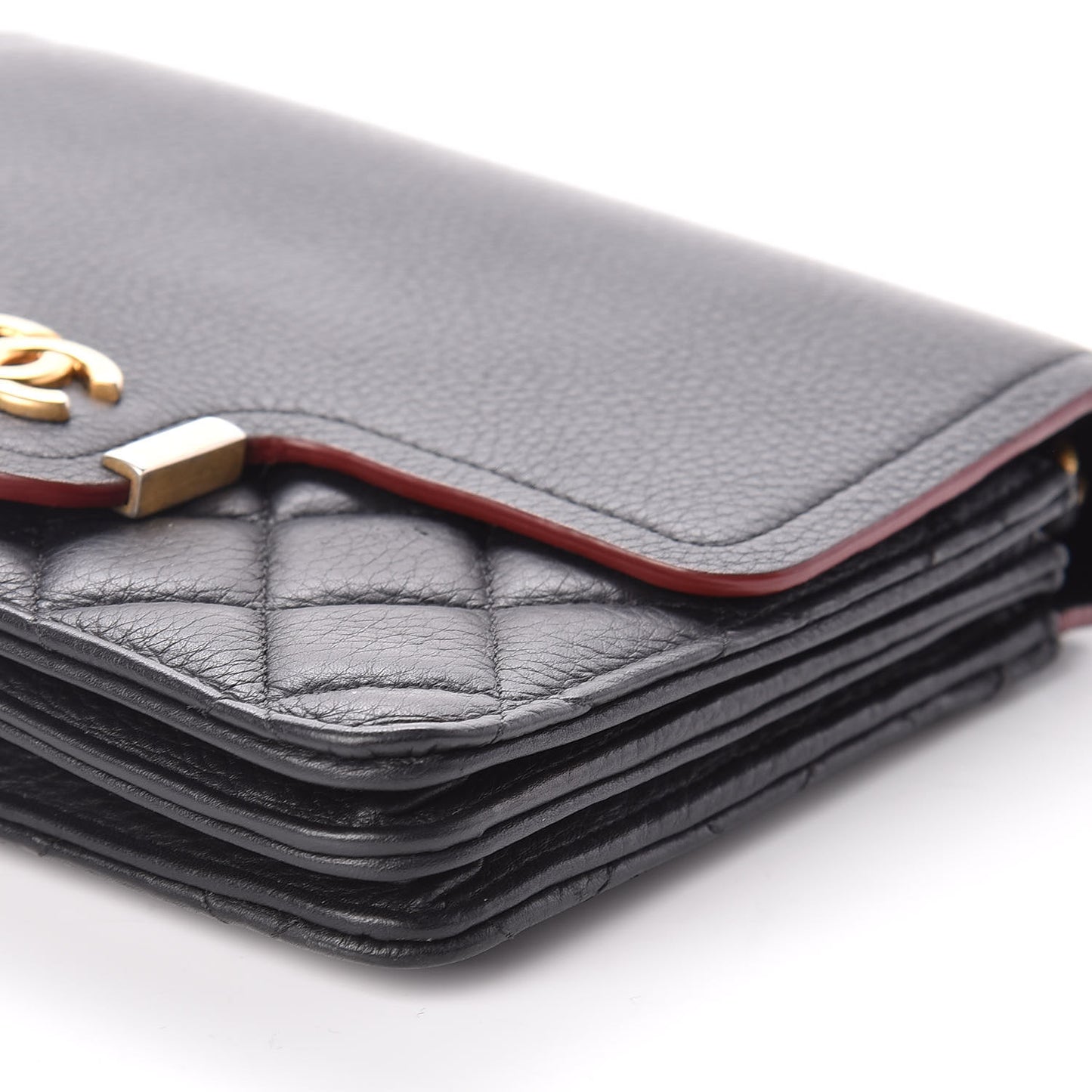 Calfskin Quilted Archi Chic Square Wallet On Chain WOC Black