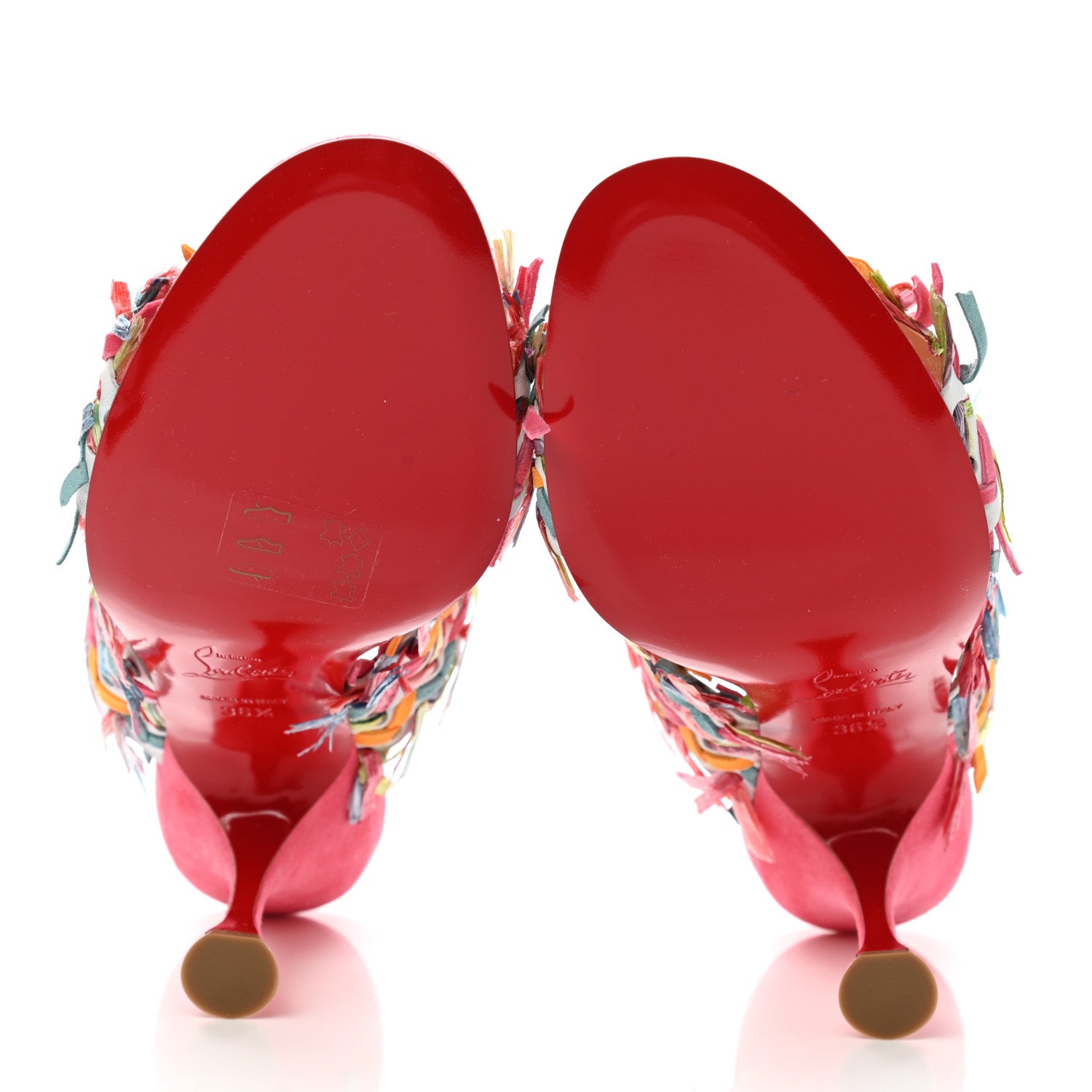 Christian Louboutin Nappa Velvet Suede Raffia Meroine 85 Sandals 36.5 Multicolor 5 of 8