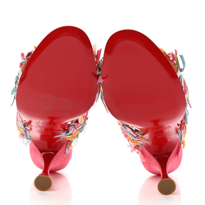 Christian Louboutin Nappa Velvet Suede Raffia Meroine 85 Sandals 36.5 Multicolor 5 of 8