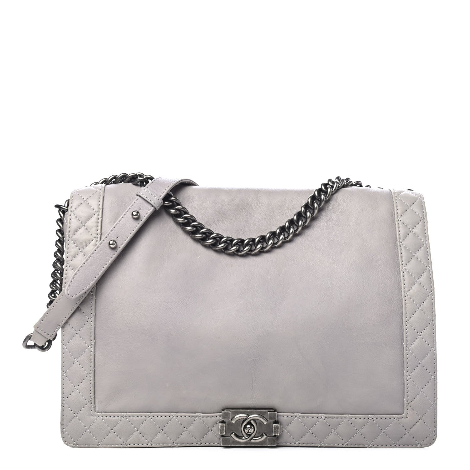 Chanel Calfskin Large Boy Reverso Flap Grey 1 of 6