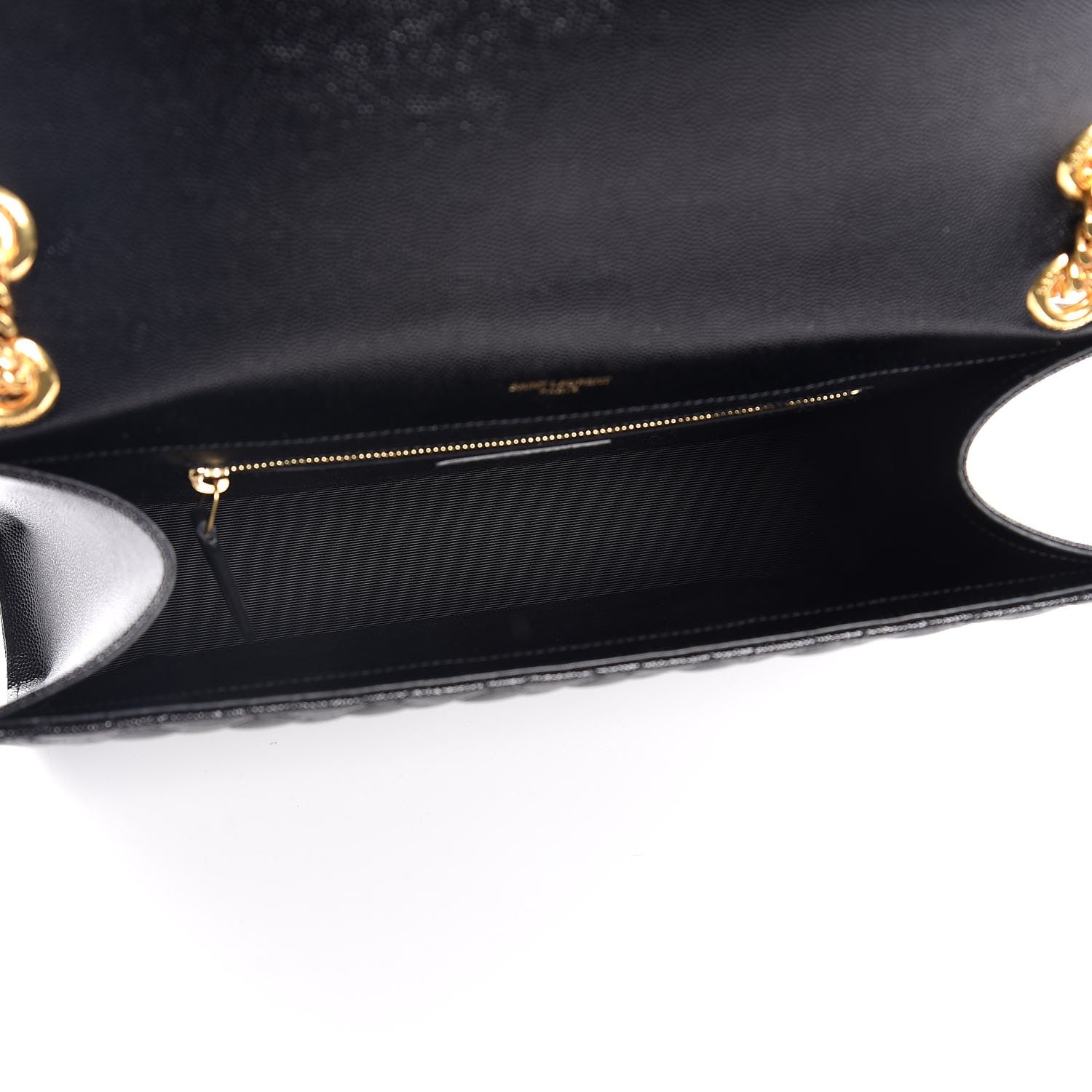 Saint Laurent Grain De Poudre Textured Mixed Matelasse Large Triquilt Monogram Satchel Black 6 of 9