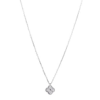 Van Cleef & Arpels 18K White Gold Diamond Sweet Alhambra Pendant Necklace 1 of 8
