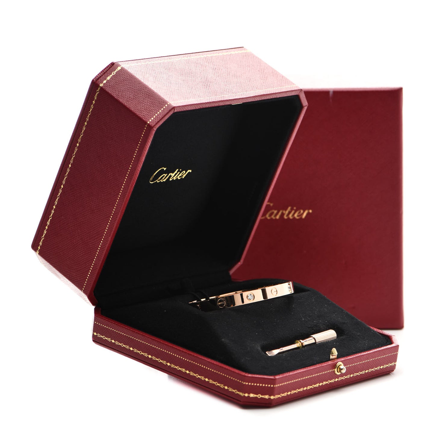 18K Pink Gold 4 Diamond LOVE Bracelet 17