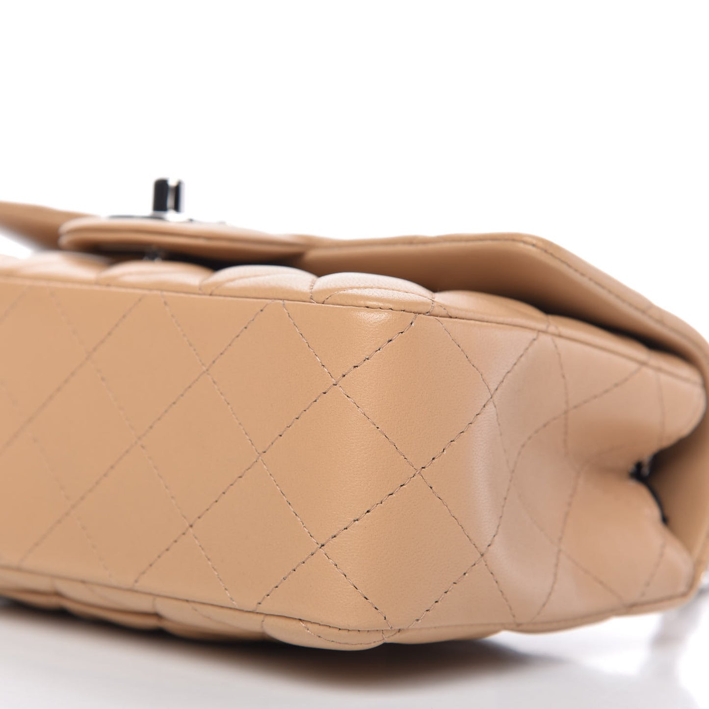 Lambskin Quilted Mini Rectangular Flap Beige