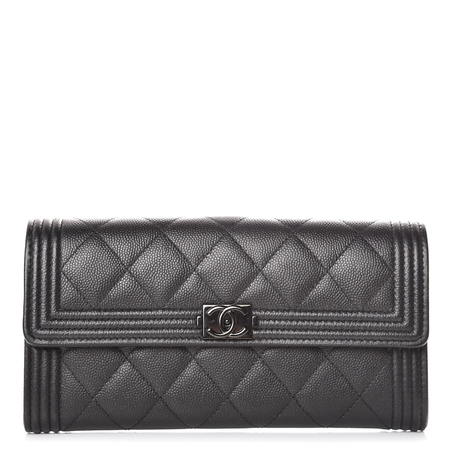 Caviar Quilted Boy Flap Wallet So Black