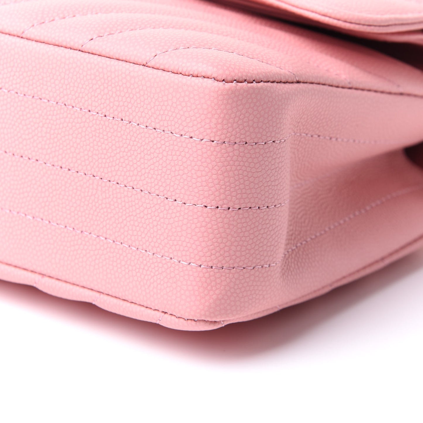 Caviar Chevron Quilted Small Double Flap Pink
