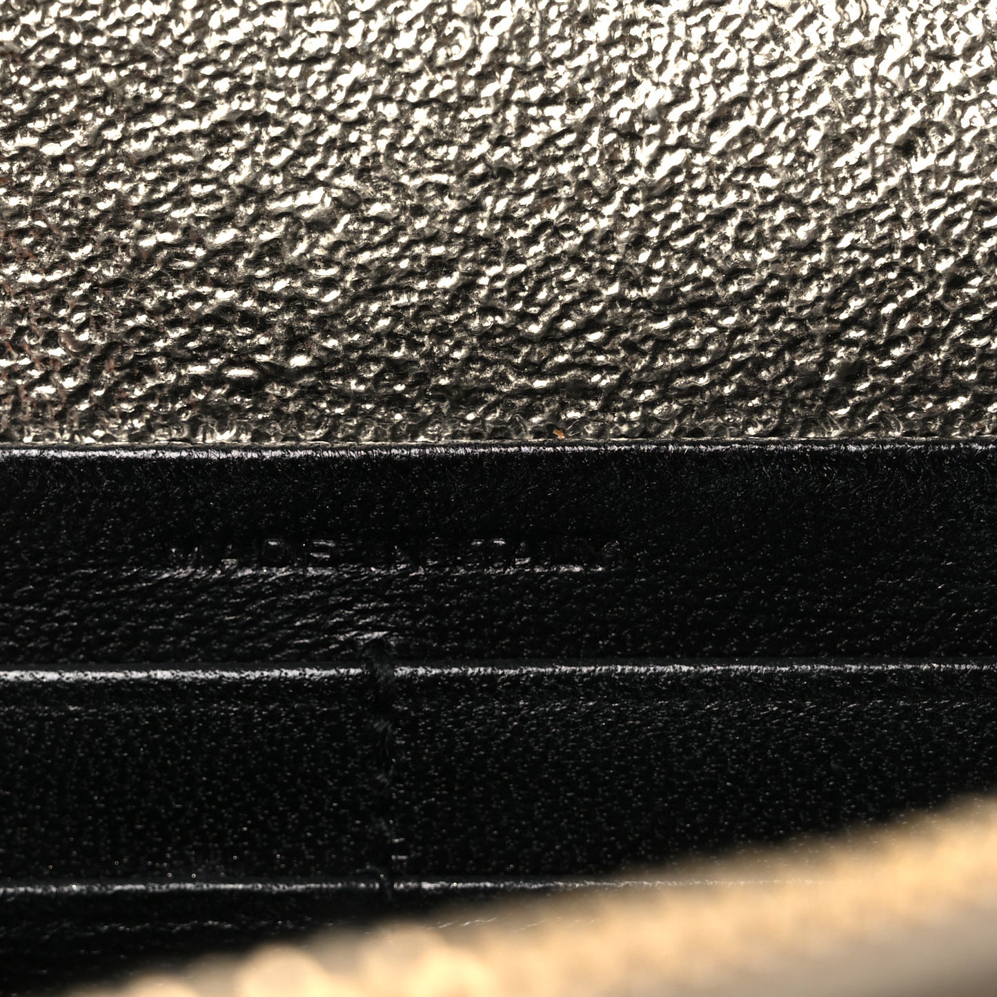 Metallic Calfskin Classic Monogram Kate Tassel Chain Wallet Platine