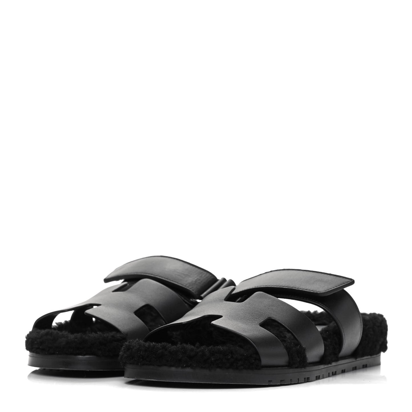 Calfskin Woolskin Womens Chypre Sandals 40 Black