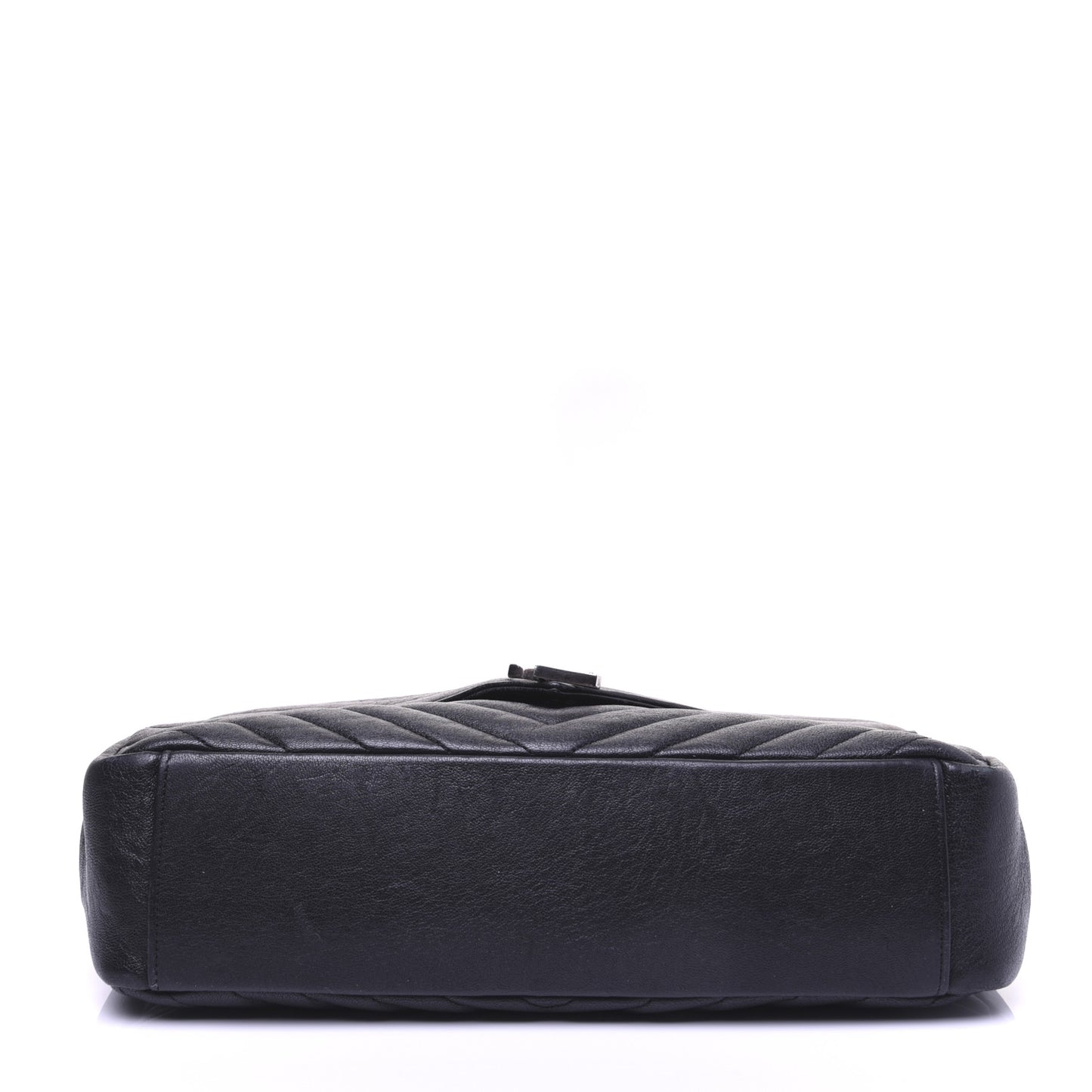 Sheepskin Matelasse Chevron Monogram Large College Satchel Black