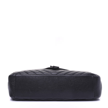 Saint Laurent Sheepskin Matelasse Chevron Monogram Large College Satchel Black 20 of 31