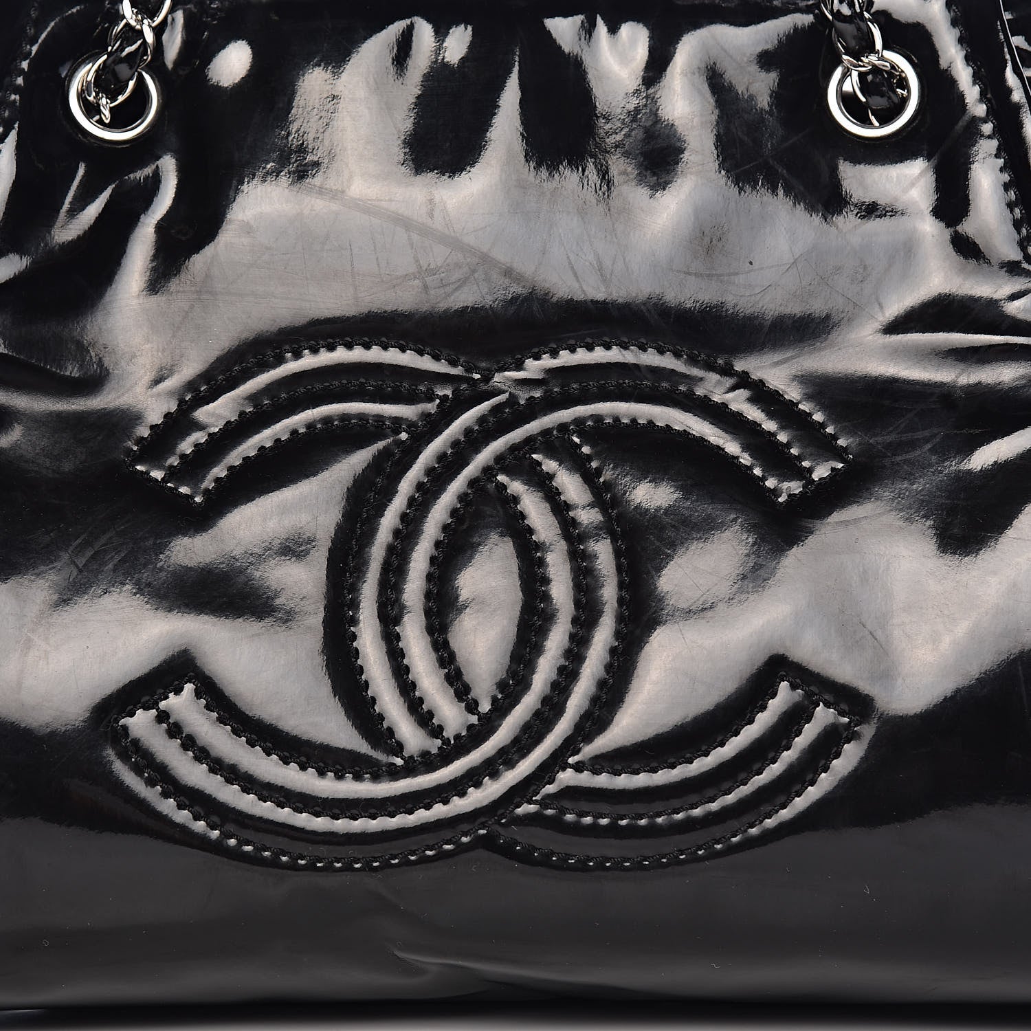 Chanel Vinyl Lipstick Ligne Accordion Tote Black 10 of 10