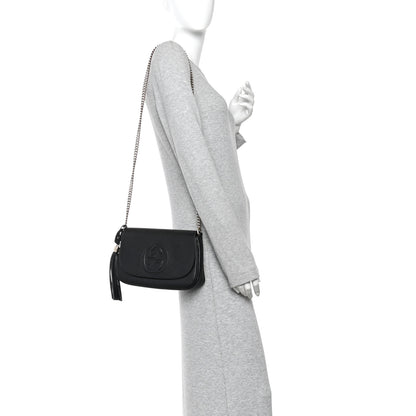 Gucci Pebbled Calfskin Medium Soho Flap Crossbody Black 2 of 12