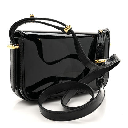 Prada Vernice Metal Triangle Logo Flap Shoulder Bag Black 3 of 9