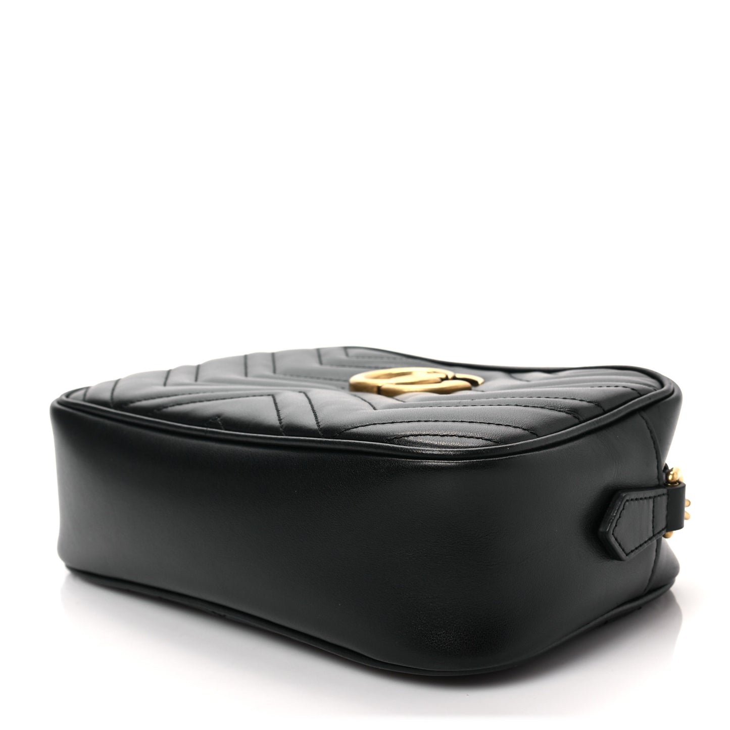 Calfskin Matelasse Small GG Marmont Chain Shoulder Bag Black