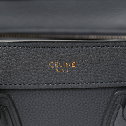 Celine Drummed Calfskin Nano Luggage Kohl 6 of 9