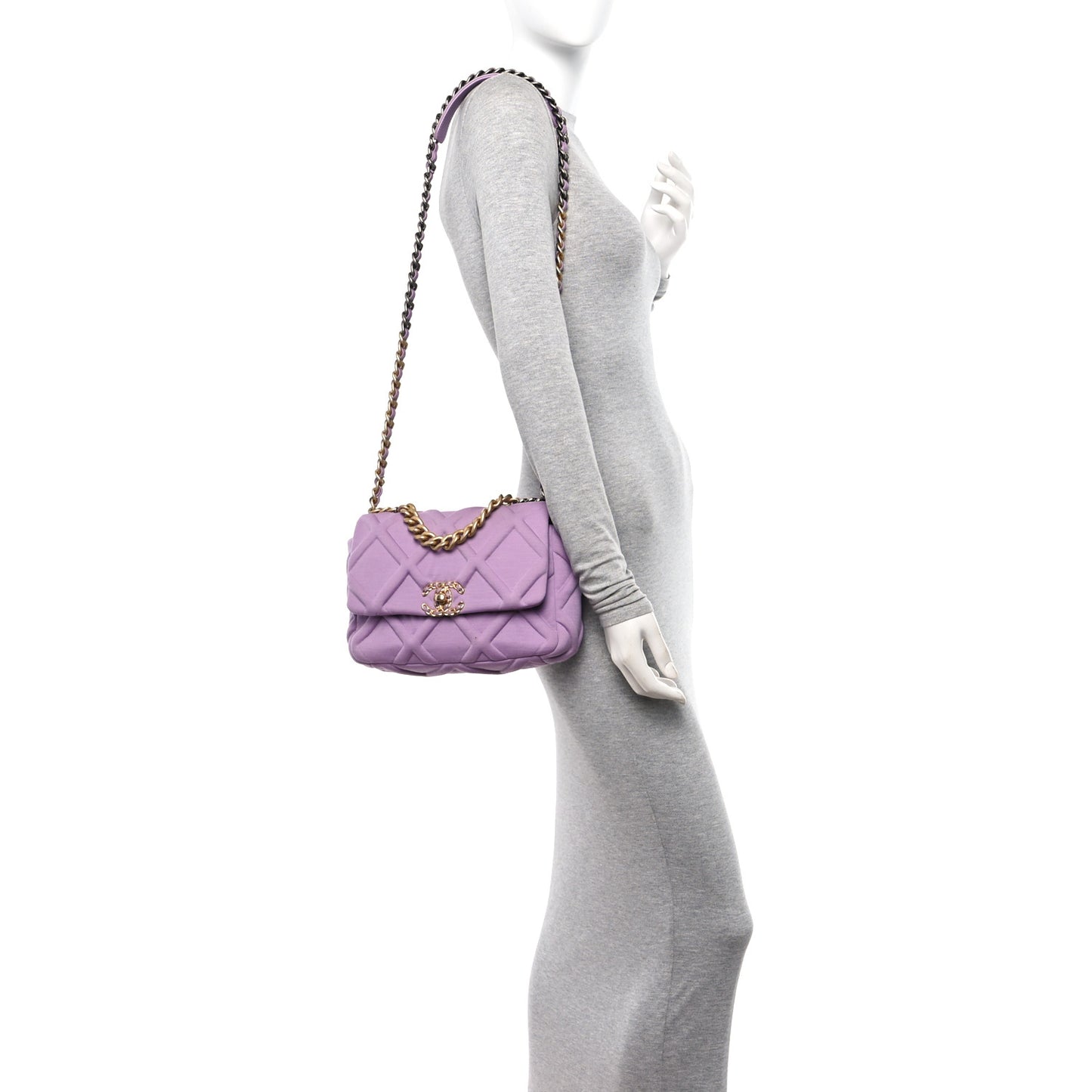 Jersey Lambskin Quilted Medium Chanel 19 Light Flap Purple