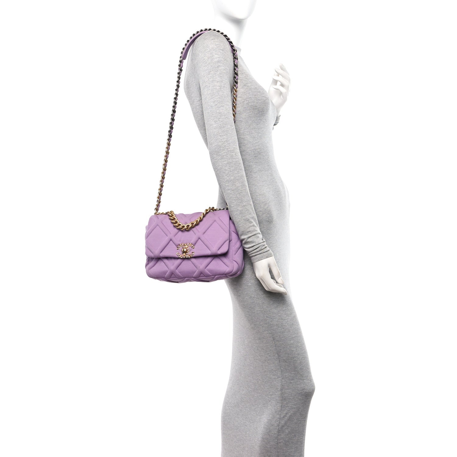 Chanel Jersey Lambskin Quilted Medium Chanel 19 Light Flap Purple 2 of 11