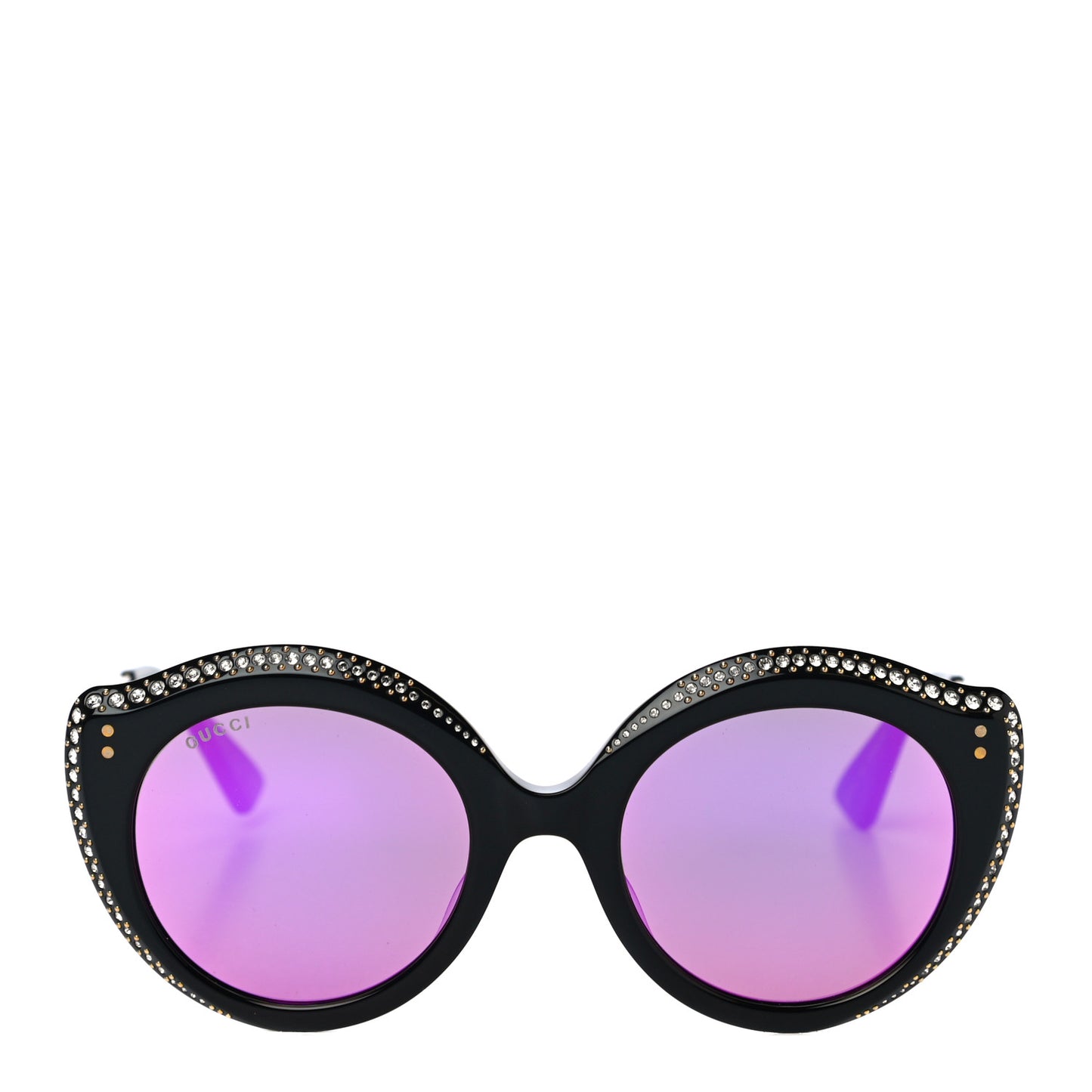 Crystal Cat Eye Sunglasses GG0214S Black Gold Pink