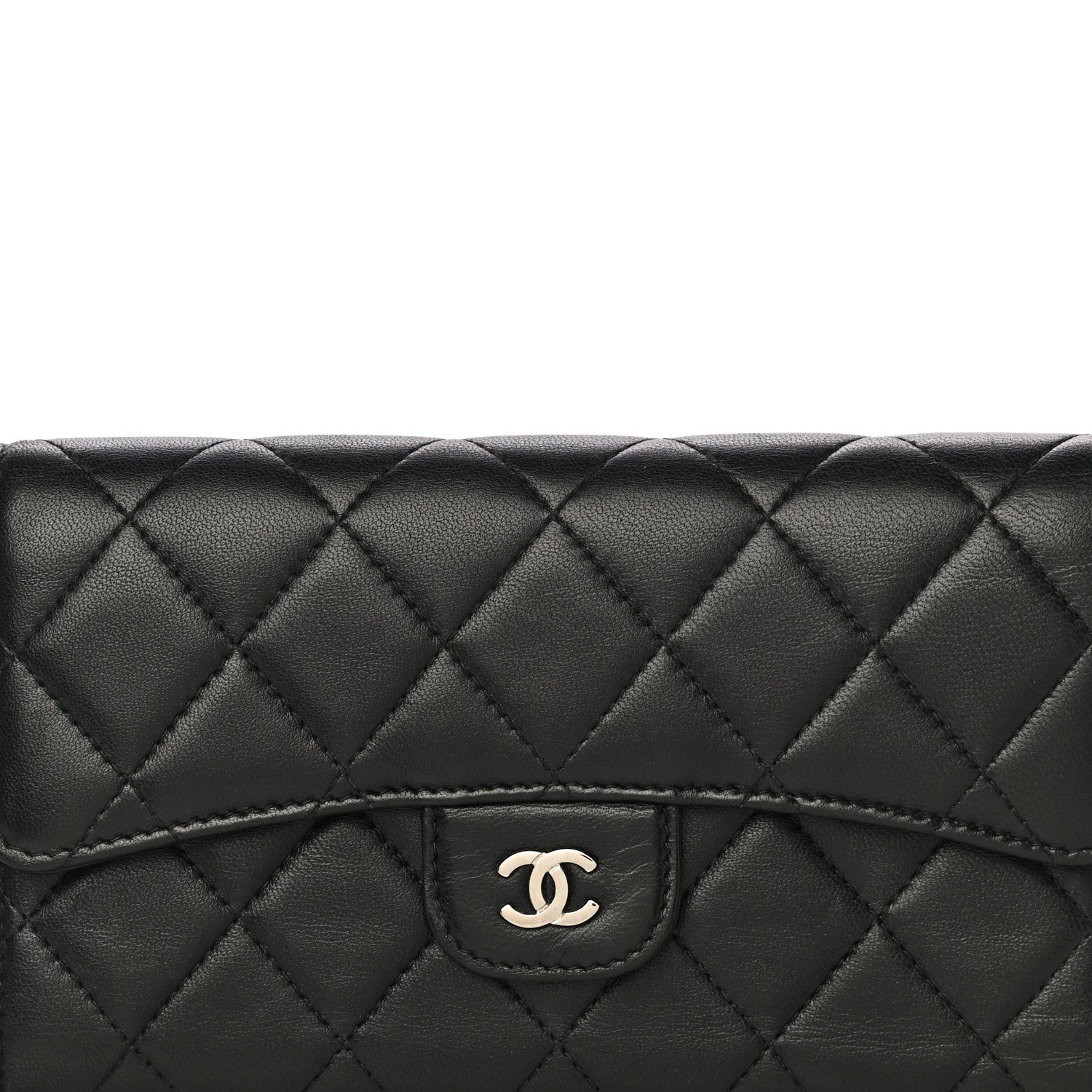 Chanel Lambskin Quilted Large Gusset Flap Wallet Black 6 of 18