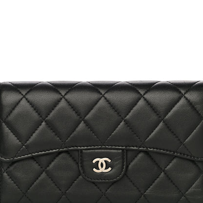 Chanel Lambskin Quilted Large Gusset Flap Wallet Black 6 of 18