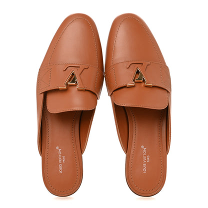 Louis Vuitton Calfskin LV Mare Open Back Loafers 37 Cognac 2 of 9