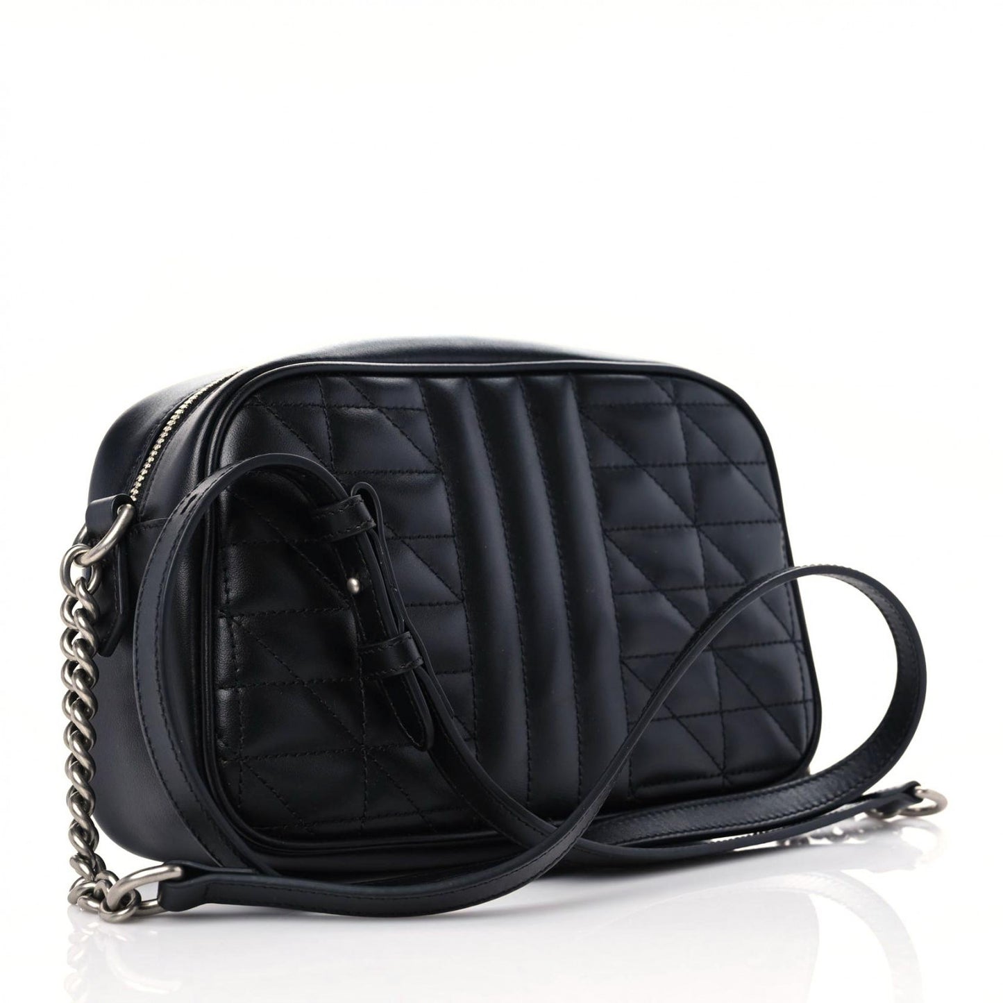 Calfskin Matelasse Aria Small GG Marmont Chain Shoulder Bag Black
