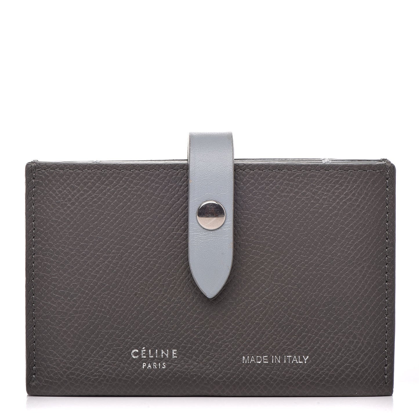Grained Shiny Calfskin Accordion Card Holder Grey