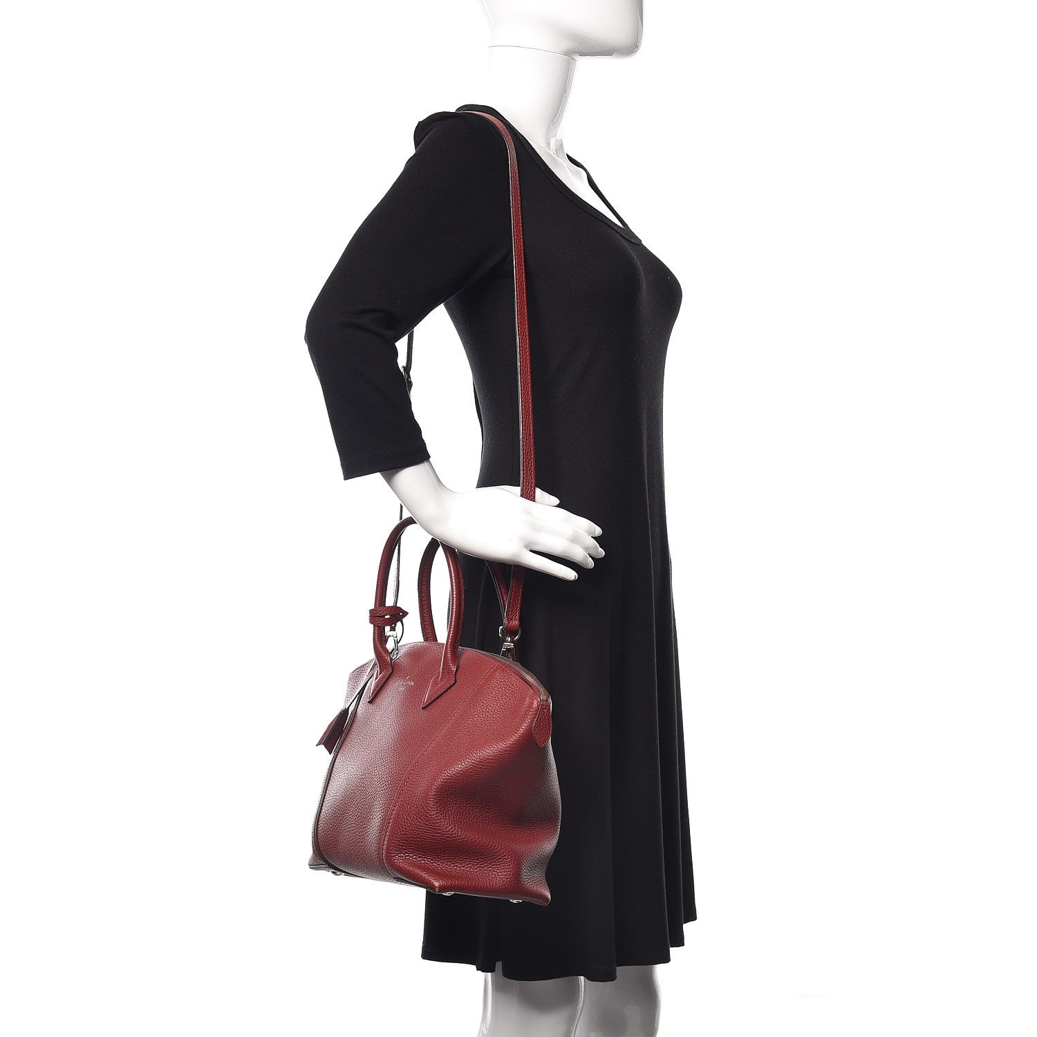 Louis Vuitton Cuir Taurillon Soft Lockit PM Griotte 2 of 10
