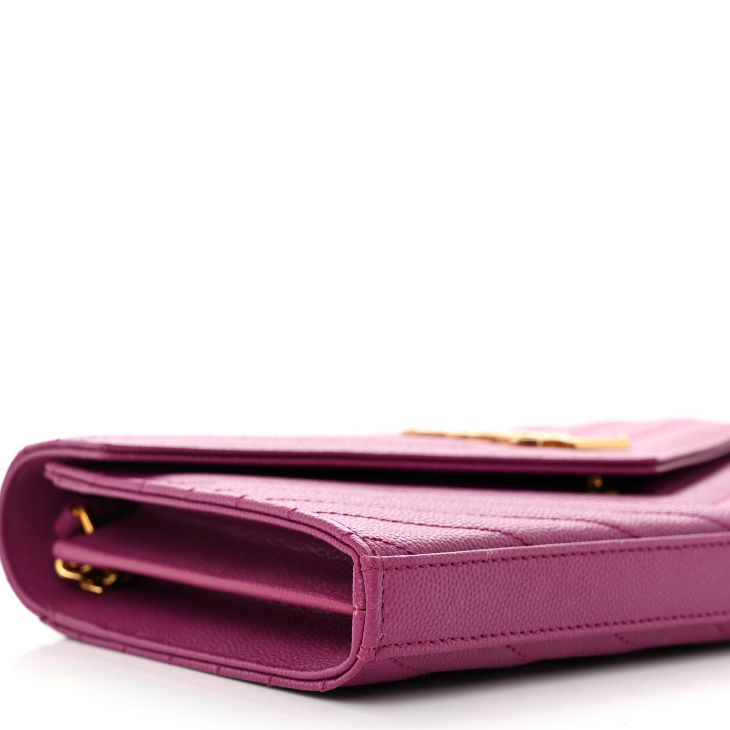 Grain De Poudre Matelasse Chevron Monogram Chain Wallet Dark Grape