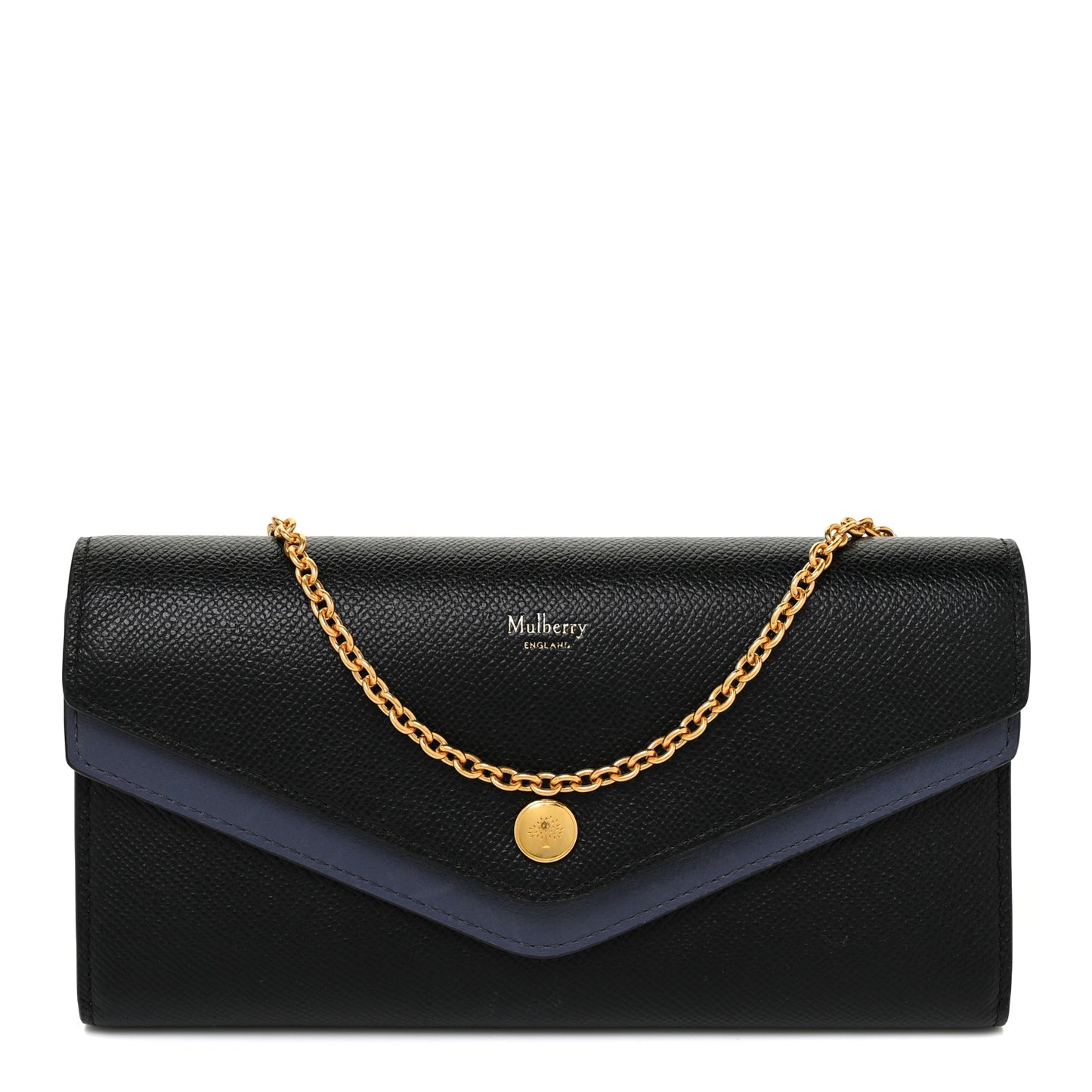 Grained Calfskin Multiflap Chain Wallet Black