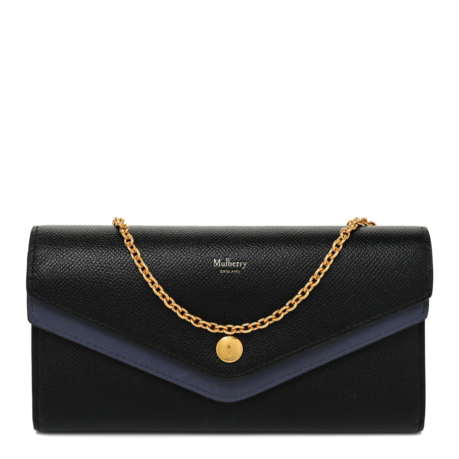 Mulberry Grained Calfskin Multiflap Chain Wallet Black 1 of 13