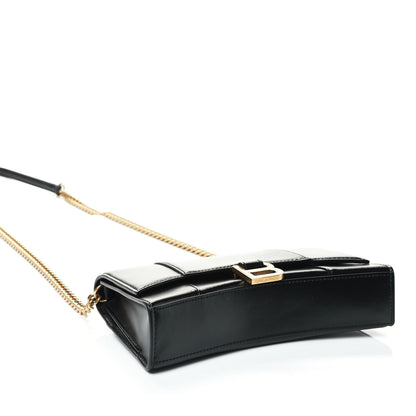 Balenciaga Shiny Box Calfskin Small Hourglass Evening Chain Bag Black 3 of 4
