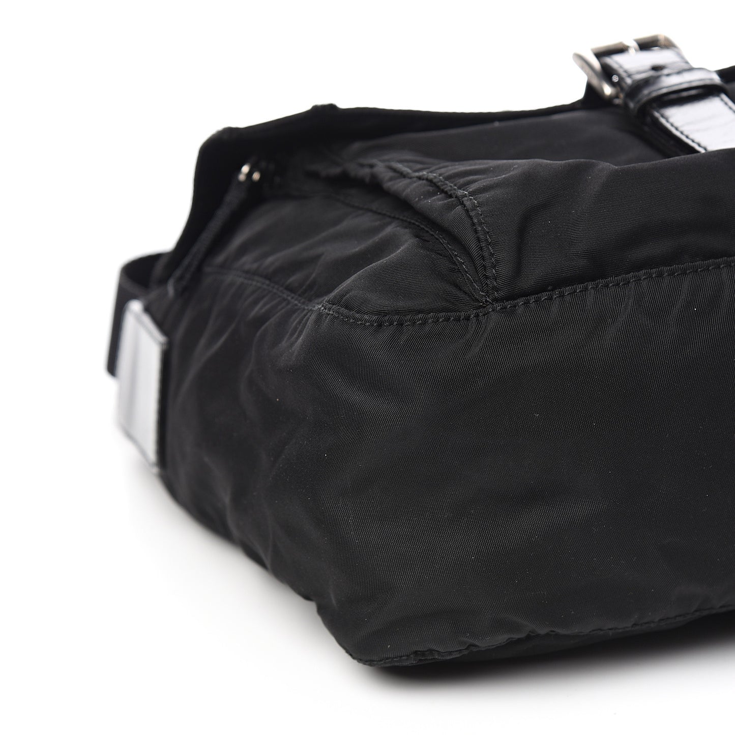 Tessuto Nylon Single Buckle Messenger Bag Black