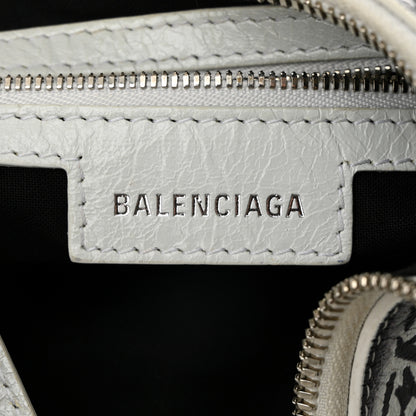 Balenciaga Agneau Arena Graffiti Small Le Cagole Shoulder Bag White Black 7 of 12