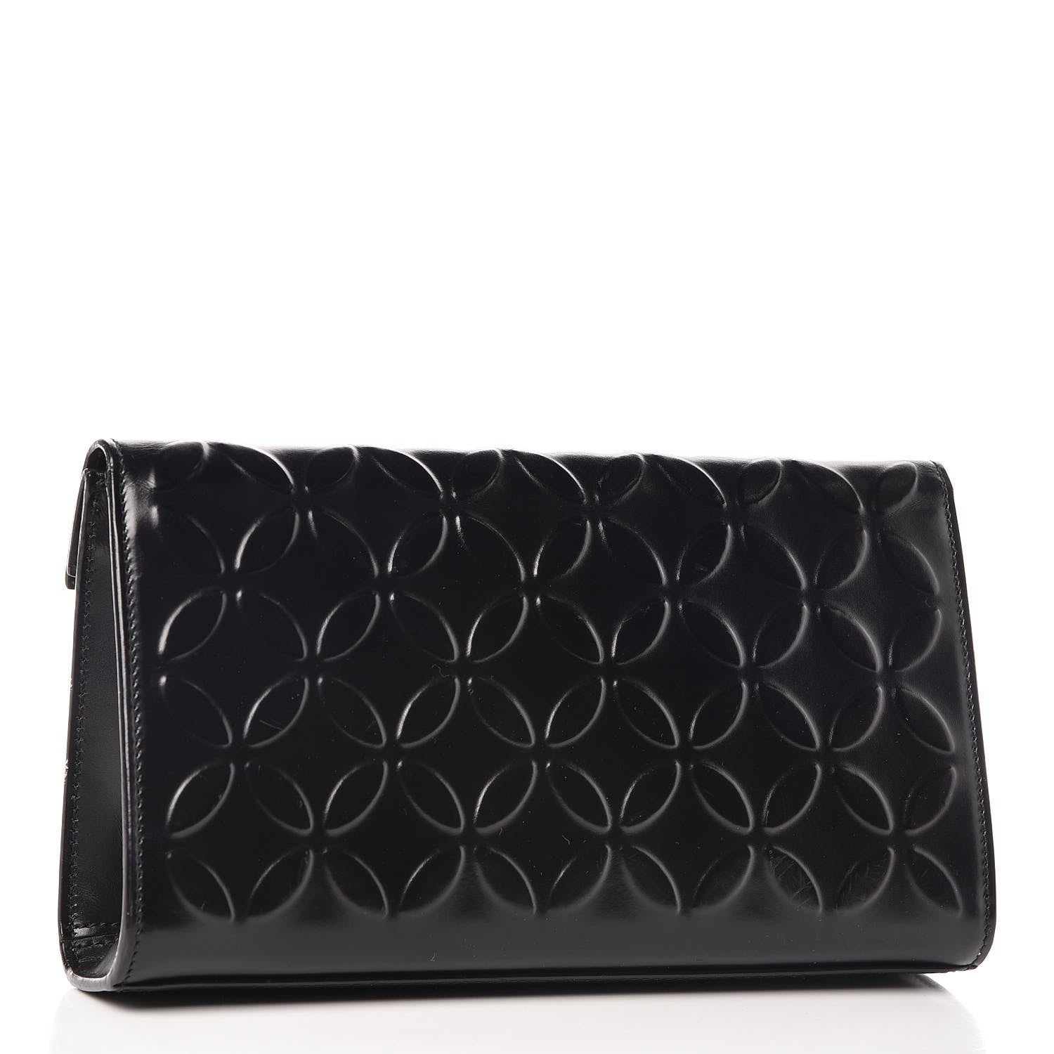 Alaia Calfskin Relief Grande Petale Pochette Clutch Black 4 of 9