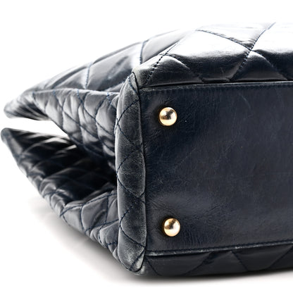 Chanel Glazed Calfskin Quilted Daily Walk Tote Navy 9 of 10