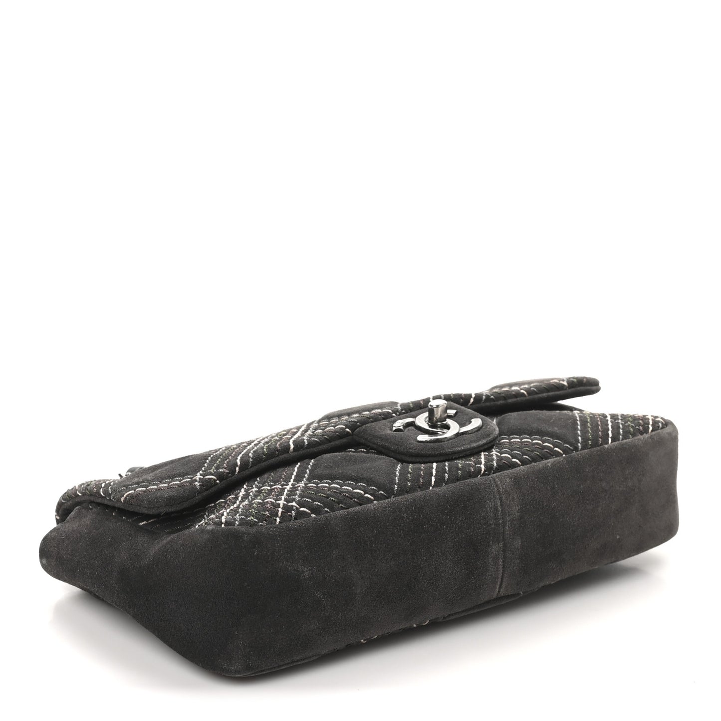 Suede Stitched Medium Saltire Single Flap Grey