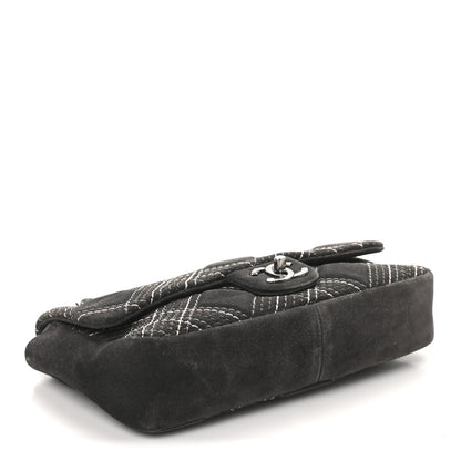 Chanel Suede Stitched Medium Saltire Single Flap Grey 4 of 10