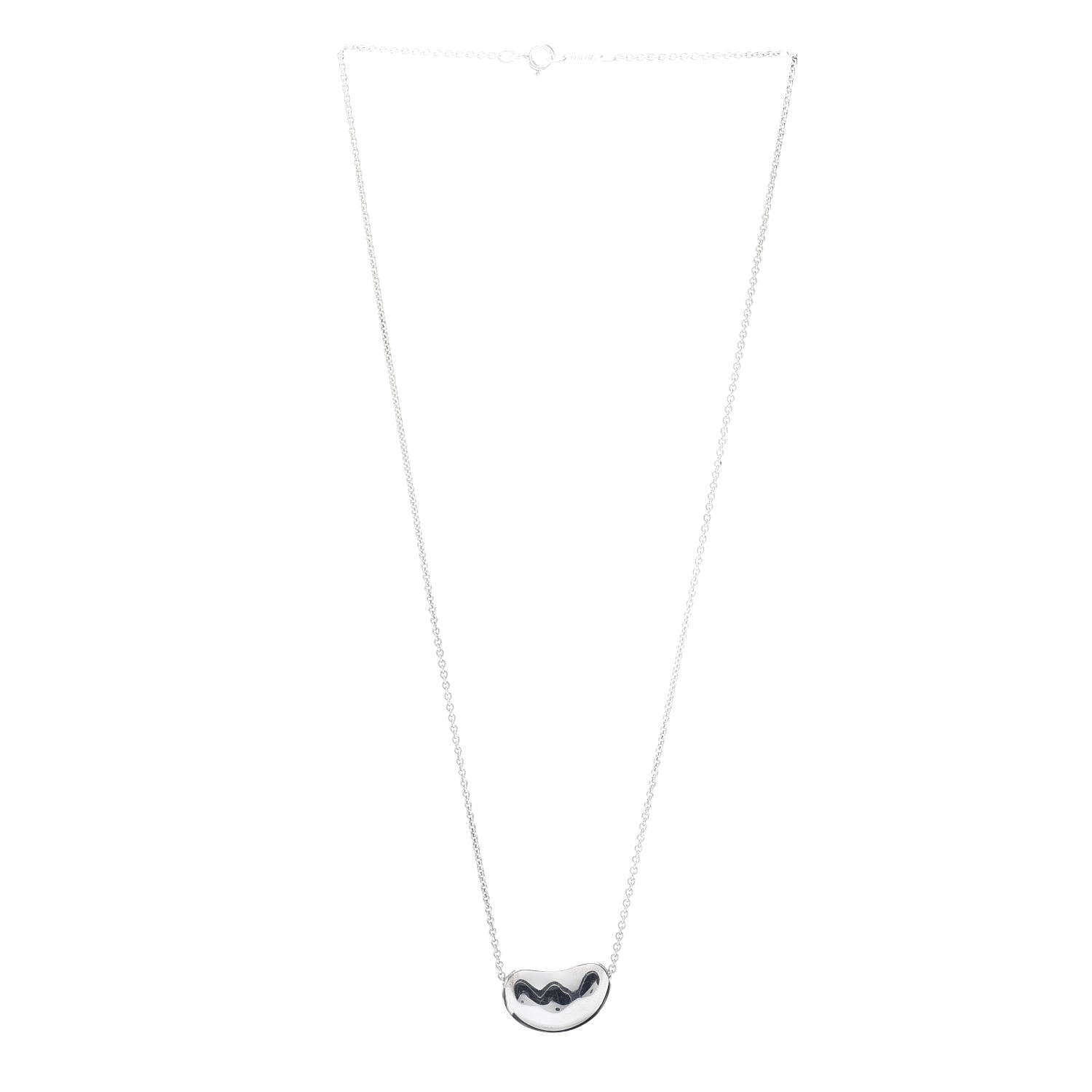 Tiffany Sterling Silver 20mm Elsa Peretti Bean Pendant Necklace 3 of 4