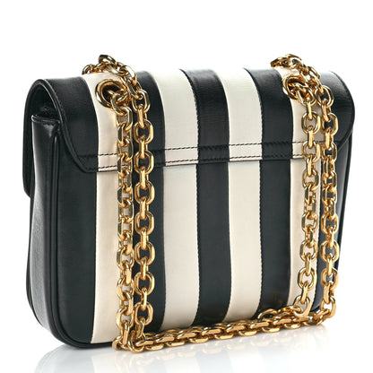 Celine Shiny Calfskin Stripes Small C Bag Black 4 of 12