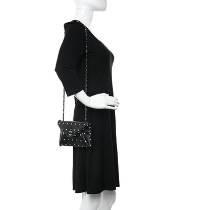 Chanel Printed Lambskin Logo CC Envelope Clutch With Chain Black White 2 of 10